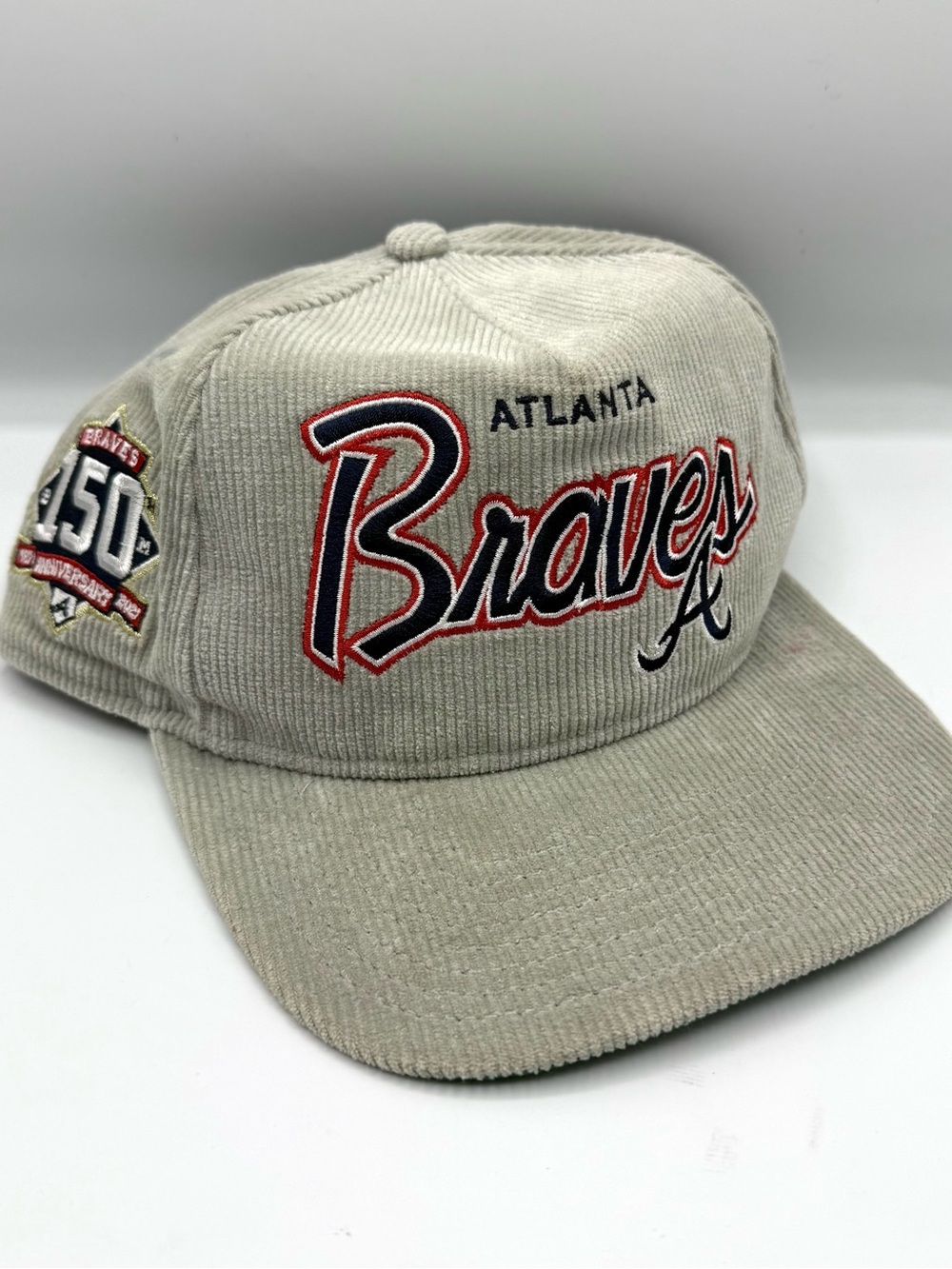 New Era Men's Atlanta Braves MLB Gray Corduroy Golfer Adjustable Snapback Hat